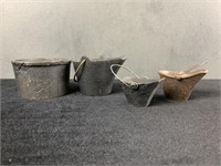 Miniature Cast Iron Coal Scuttles - 4 Total