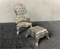 Vintage Cast Iron Parlour Chair & Stool