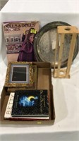 Picture frames, books, serving tray
