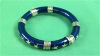 .925/14k large heavy enamel bangle bracelet