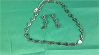 heavy sterling silver Taxco necklace & earrings