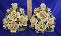 Pair Capodimonte Candle Holders (2pc)