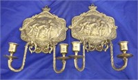 Pair of Brass Wall Hanging Candle Holders (2pc)
