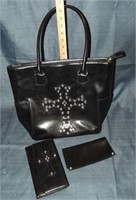 Black Cross Purse with Wallet & Checkbook Cover