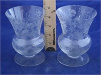 Pair of Antique Etched Glass Vases 2pc.