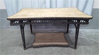 WOOD & WICKER 2 TIER TABLE