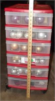 6 Drawer Container on Wheels with Ornaments 26"