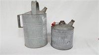 2 GALVANIZED COLLECTOR  DECORATOR CANS