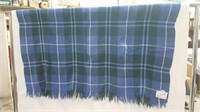 KAYSO BLUE PLAID WOOL BLANKET FROM GREAT BRITAIN