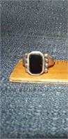 Sterling Onyx Ring Size 7 1/2