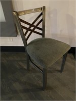 Metal Cross-Back Dining Chair w/ Upholstered Seat