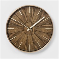 16' Segmented Walnut Brass Wall Clock Brown - Proj