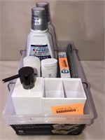TWO TIER ORGANIZER WITH SOAP DISPENSER AND TOOTHBR