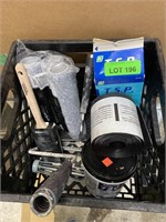 Milk Crate Of Painting Supplies/Baseboard & Glue