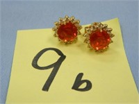 14kt Earrings w/ 18kt Backs 5.9gr. Orange Colored
