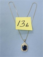 14kt 15.7gr. 17" Necklace w/ Sapphire & Diamond