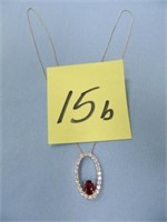 14kt 5.2gr. 18" Necklace w/ Diamond & Ruby Pendant