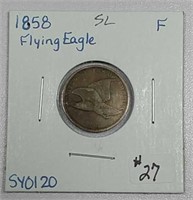 1858  Small Letters  Flying Eagle Cent  F