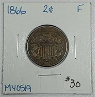 1866  Two Cent  F