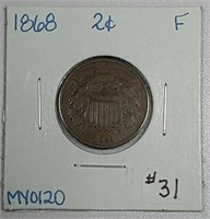 1868  Two Cent  F