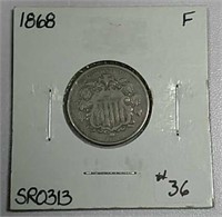 1868  Shield Nickel  F