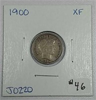 1900  Barber Dime  XF