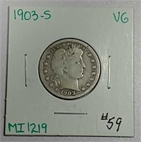 1903-S  Barber Quarter  VG