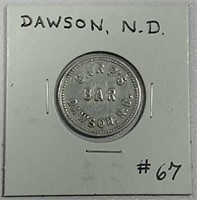 Carp's Bar  Dawson, N. D. token