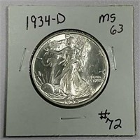 1934-D  Walking Liberty Half Dollar  MS-63