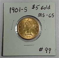 1901-S  $5 Gold Liberty  MS-65