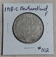1918-C  Newfouldland Half  Dollar  F
