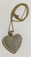 Diamond And 14k Gold Heart Pendant Necklace