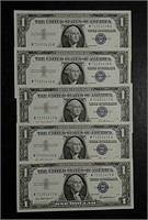 5  1957  $1 Silver Certificates  Gem Unc.