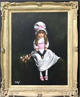 Signed Sibley Oil On Canvas Of Girl