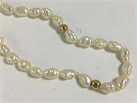 14k Gold And Pearl Beaded Bracelet
