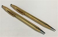 Pair Of 14k Gold Filled Cross Pens In Case