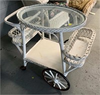 White Wicker Tea Cart