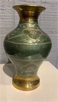 Brass Enamel Decorated Vase
