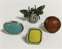Four Large Costume Rings