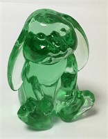 Green Glass Rabbit Figurine