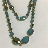 Mutli Strand Blue & Green Stone Necklace