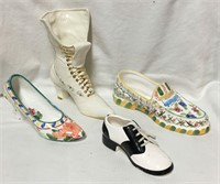 Group Of 4 Large Porcelain Heels And Shoes