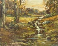 Landscape with Brook Painting sgd. "Sabian".
