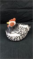 8” glass hen canister