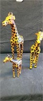 3 paper mache giraffes 17in, 14.5in, 9in tall