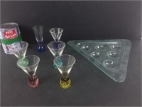 6 verres genre tumbler plateau en verre