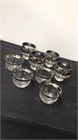 Glass cups with silver trim