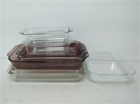 lot of roasting pans/ baking dishes-- some pink