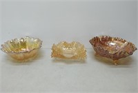 lot of 3 carnival glass bowls