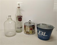 2 ice bucket, glass jug & alcohol bottle dispensor